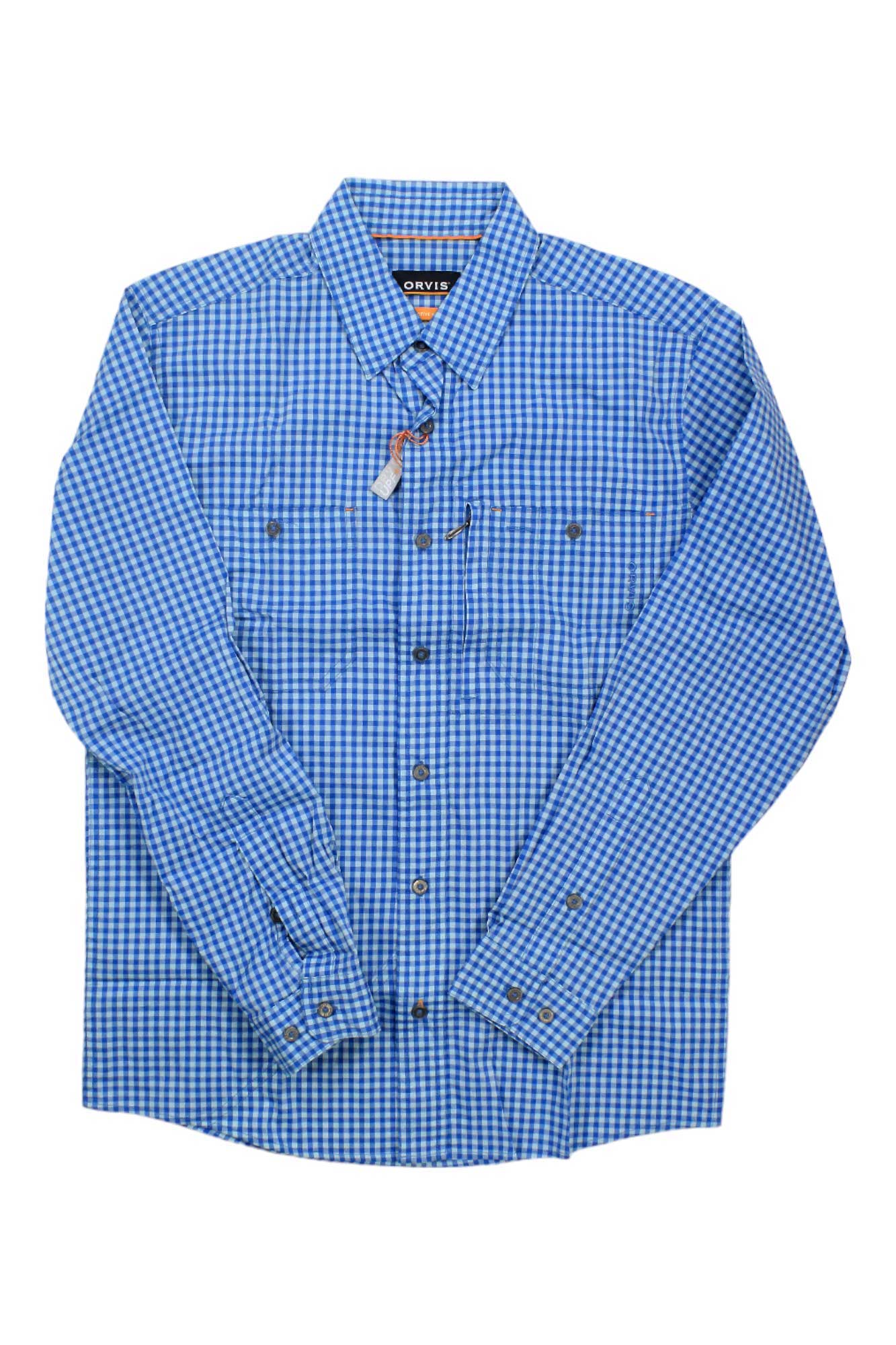 Orvis Men's River Guide Long Sleeve Shirt Small Ocean Blue
