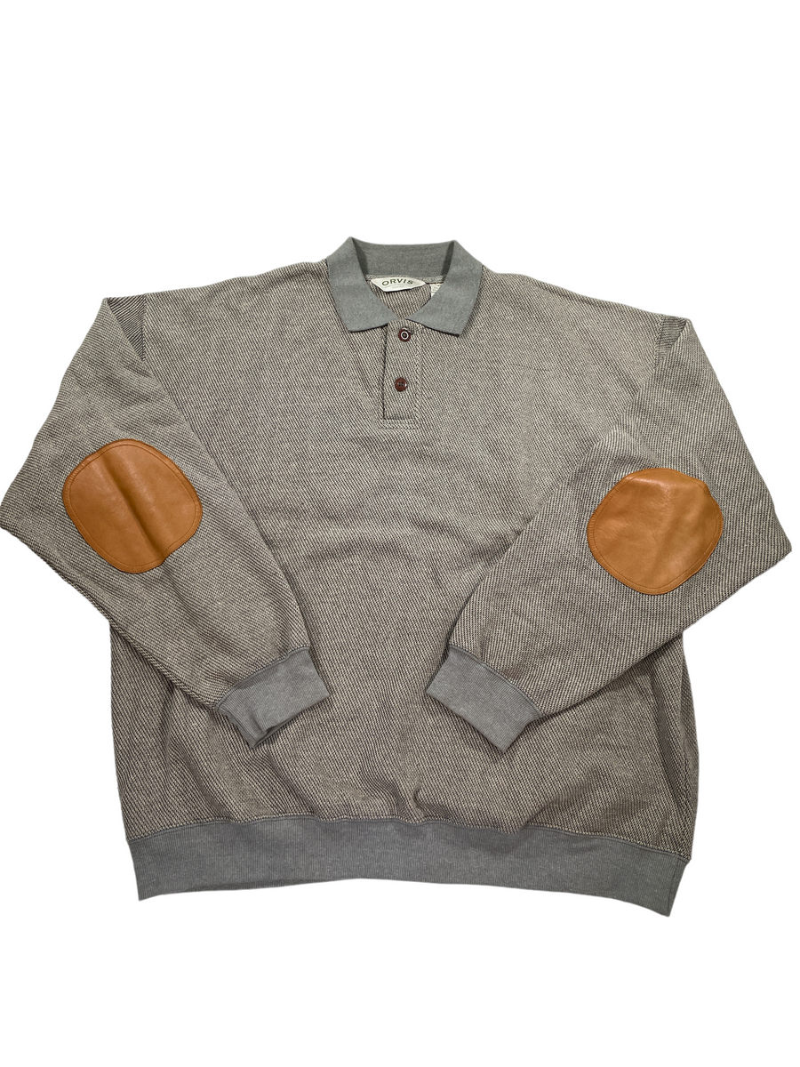 Mens Sweater Cardigan With Leather Elbow