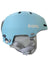 The Bern Youth Macon 2.0 Jr Helmet, shown in light blue with a white logo, features grey padded ear covers and a chin strap, displayed from the side against a white background.