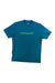 The Norrona Mens /29 Cotton Norrona Viking T-Shirt is a blue men's cotton tee featuring "NORRØNA" and a green logo on the chest, laid flat on a white background—ideal for outdoor adventure enthusiasts.