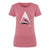 The Black Diamond Womens Mountain Transparency Tee is a pink short-sleeve shirt with a geometric mountain design in white and purple, offering lightweight, breathable comfort for everyday wear.