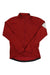 Long-sleeve cycling jersey in deep red, full-zip with stand collar, front view