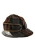 The Stormy Kromer Original Cap is a wool hat in brown, olive, and gray with a rounded crown, short brim, and leather bow strap across the front—an outdoor classic.