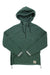 The Kari Traa Women's Rothe Hoodie in forest green features a front pocket, half-zip neckline, adjustable drawstrings, ribbed cuffs with white stripes, and a logo patch for stylish comfort and warmth.