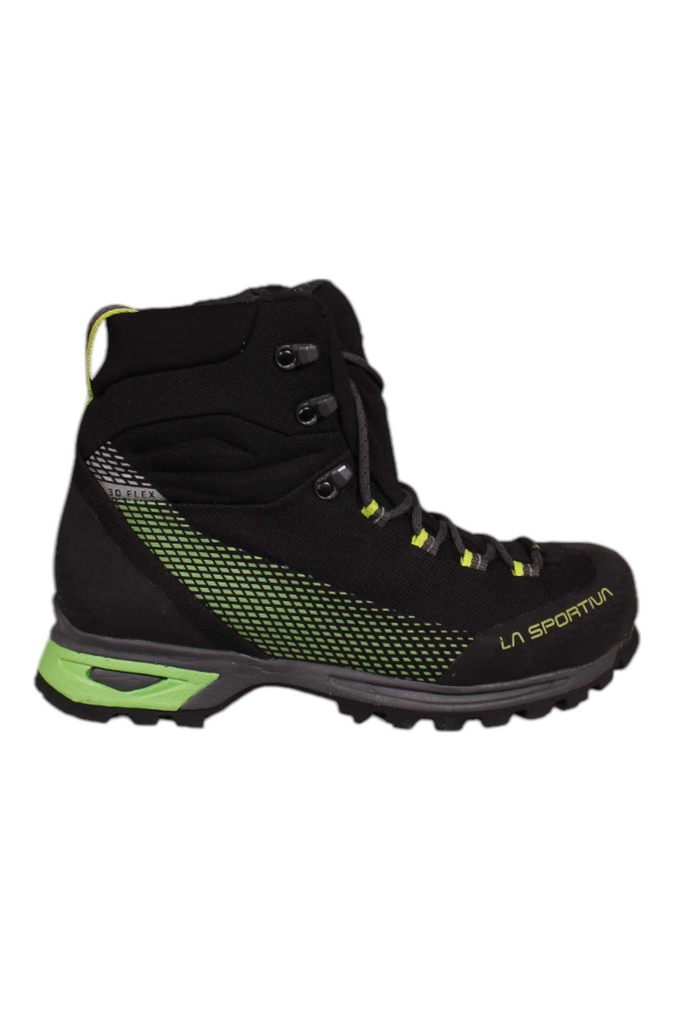 La Sportiva Trango TRK GTX hiking boot, black upper with green mesh stripe, lace-up