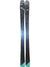 A pair of Dynastar Women's E-Pro 85 Freeride Skis in black and turquoise stand upright on a white background. They feature rounded tips and subtly textured bases.