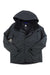 The Burton Womens Jet Set Jacket is a dark gray, hooded snowsports jacket with a front zipper, button closures, and adjustable cuffs, made from recycled materials and shown on a white background.