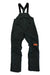 The Helly Hansen Womens Powderqueen Bib Pant in dark green has black adjustable shoulder straps, multiple pockets, an orange HH logo on the left thigh, and is made from durable, waterproof breathable 2-layer fabric for outdoor or work use.