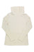 The Carve Designs Womens Collette Tunic is a light beige, ribbed, long sleeve turtleneck sweater for women with moisture-wicking fabric, shown laid flat on a white background.