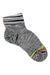 Wigwam Bravura quarter sock, dark gray with horizontal cuff stripes and multicolor logo toe
