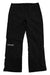 The Spyder Womens Seventy Pant is a pair of black insulated ski pants with straight legs, an adjustable drawstring waist, and a white embroidered Spyder logo on the left thigh.