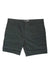 The Carhartt Men's Rugged Flex Relaxed Fit Canvas Work Short in dark green features belt loops, side pockets, and a front button with zipper closure, designed for outdoor work and shown laid flat on a white background.