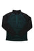The Spyder Men's Encore 1/2 Zip Top is a long-sleeve pullover in dark green and black with a mock neck, black sleeves, and two front zippers—one at the chest and one diagonally on the upper left chest.