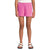 Girls pink fleece shorts with elastic waistband and side pockets, small logo