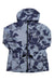 The Burton Women's AK GTX Upshift Jacket is a waterproof jacket with a blue, gray, and white geometric camo pattern, hood, front zipper, and Burton logo on the left chest.