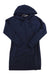Toad & Co women's hooded dress, navy with drawstring hood and long sleeves