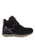 The Hanwag Women's Blueridge ES Boot is a black and gray hiking boot with a high ankle, lace-up closure, thick textured sole, waterproof ecoshell membrane, and the Hanwag logo near the heel.