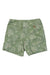 Wild Rye Womens Freda 7IN MTB Short: Light green MTB shorts for women, 7-inch inseam, white tropical leaf and bird print, front pockets, button fly, plus an orange accent on the right pocket.