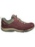 Women’s low hiking shoe in burgundy and olive with lace-up closure and treaded sole