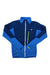 Men's hybrid jacket, stand-collar full-zip, blue with neon green zipper and contrast panels
