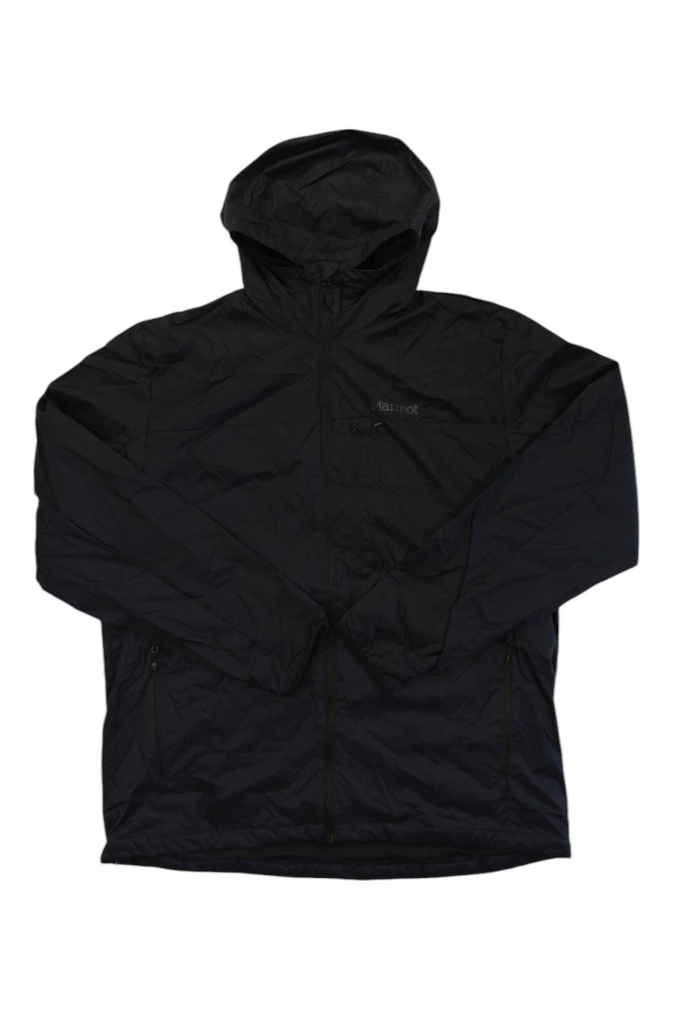 Men's black zip-up performance hoody with hood and front kangaroo pocket