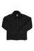 The Hoodlamb Womens Sherpa Lined Denim Jacket features a black denim design, black sherpa-lined collar, front button closure, chest button-flap pockets, and side pockets. Shown laid flat with sleeves crossed at the cuffs.
