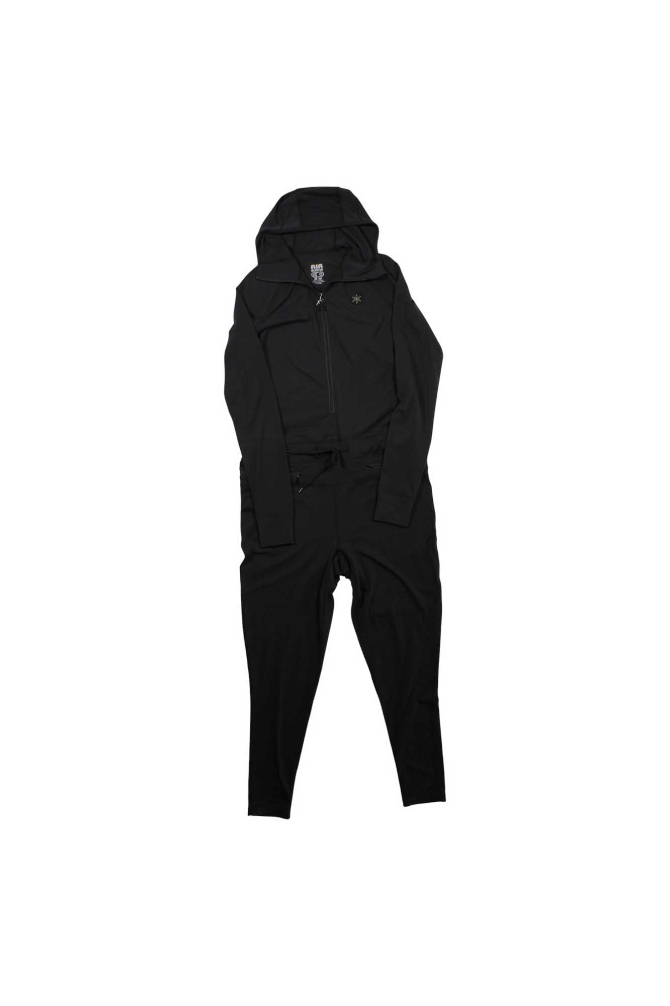 Men's merino ninja suit, black, hooded full-zip jacket with matching stretch pants