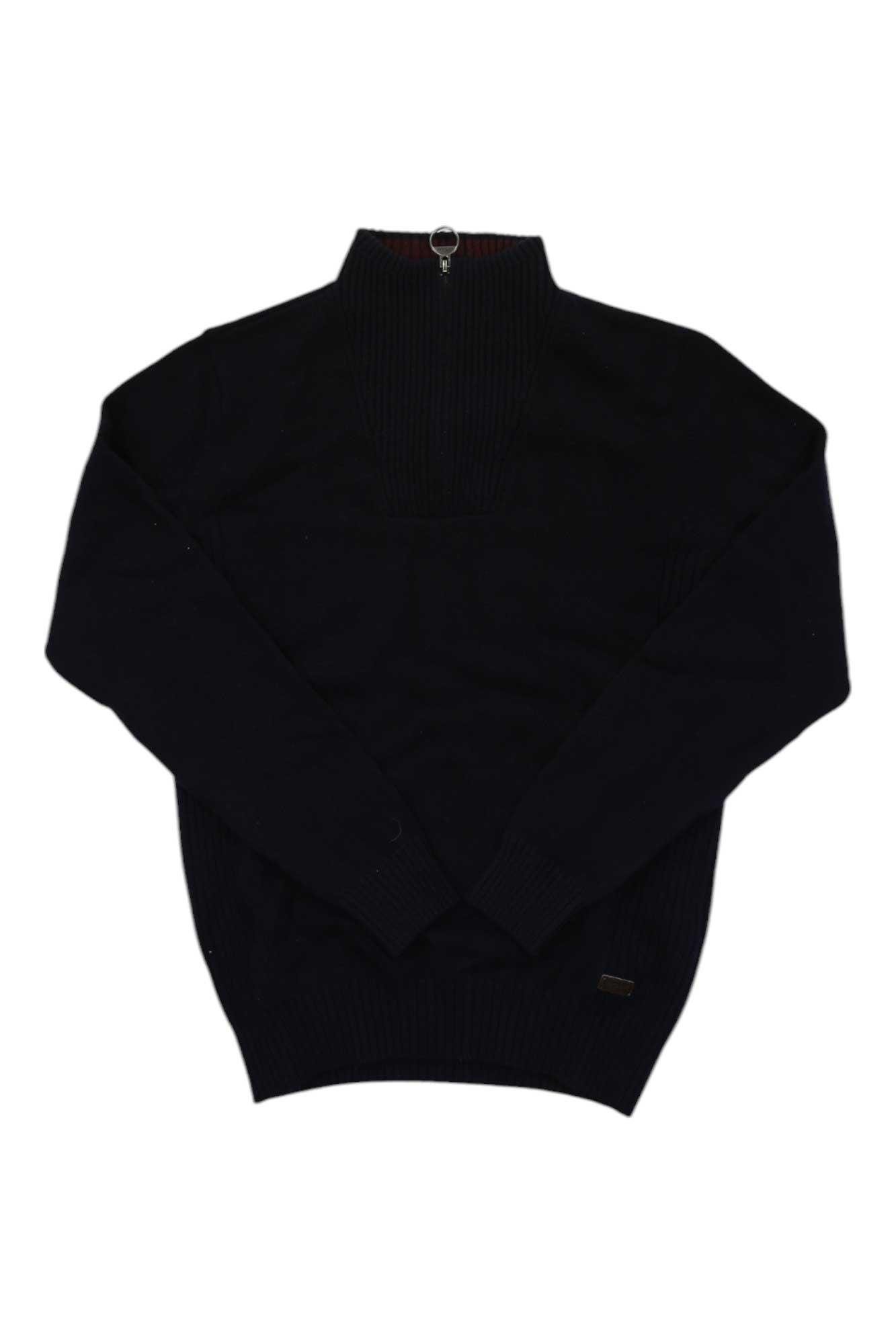 Men's Barbour Nelson half-zip sweater, dark knit with ribbed cuffs and hem
