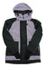 Airblaster women's storm cloak jacket with light lavender body, dark green sleeves, hood and zipper