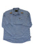 Light blue snapshirt with button front, chest pockets, and embroidered shoulder patches