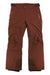The Marmot Womens Slopestar Pant in brown features zipper pockets, reinforced knees, PrimaLoft insulation, and adjustable waist tabs, shown laid flat on a white background.