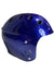 The NRS Chaos Helmet - Full Cut is a shiny blue water sports helmet with top and side vents, ear protection on one side, and metallic rivets near the base.
