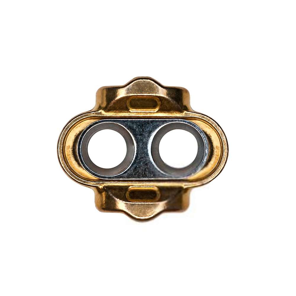 Crankbrothers Zero Float cleat with twin circular openings and gold mounting plate