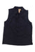 Women’s sleeveless collared top with button-front placket, dark navy