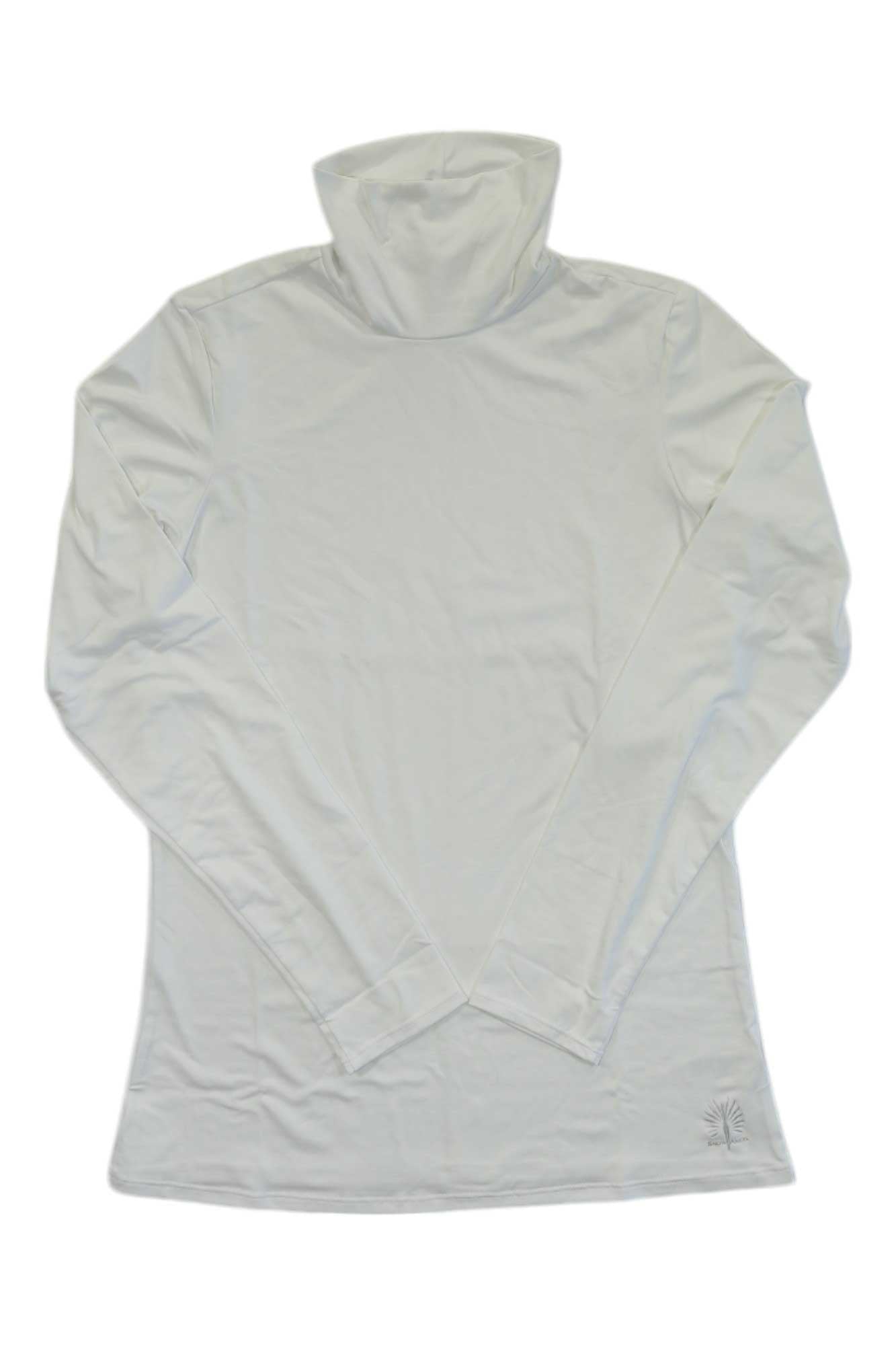 Women's high t-neck top, light gray, long sleeves