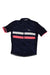 Rapha men's navy short-sleeve cycling jersey with full zip and white-pink chest stripe.
