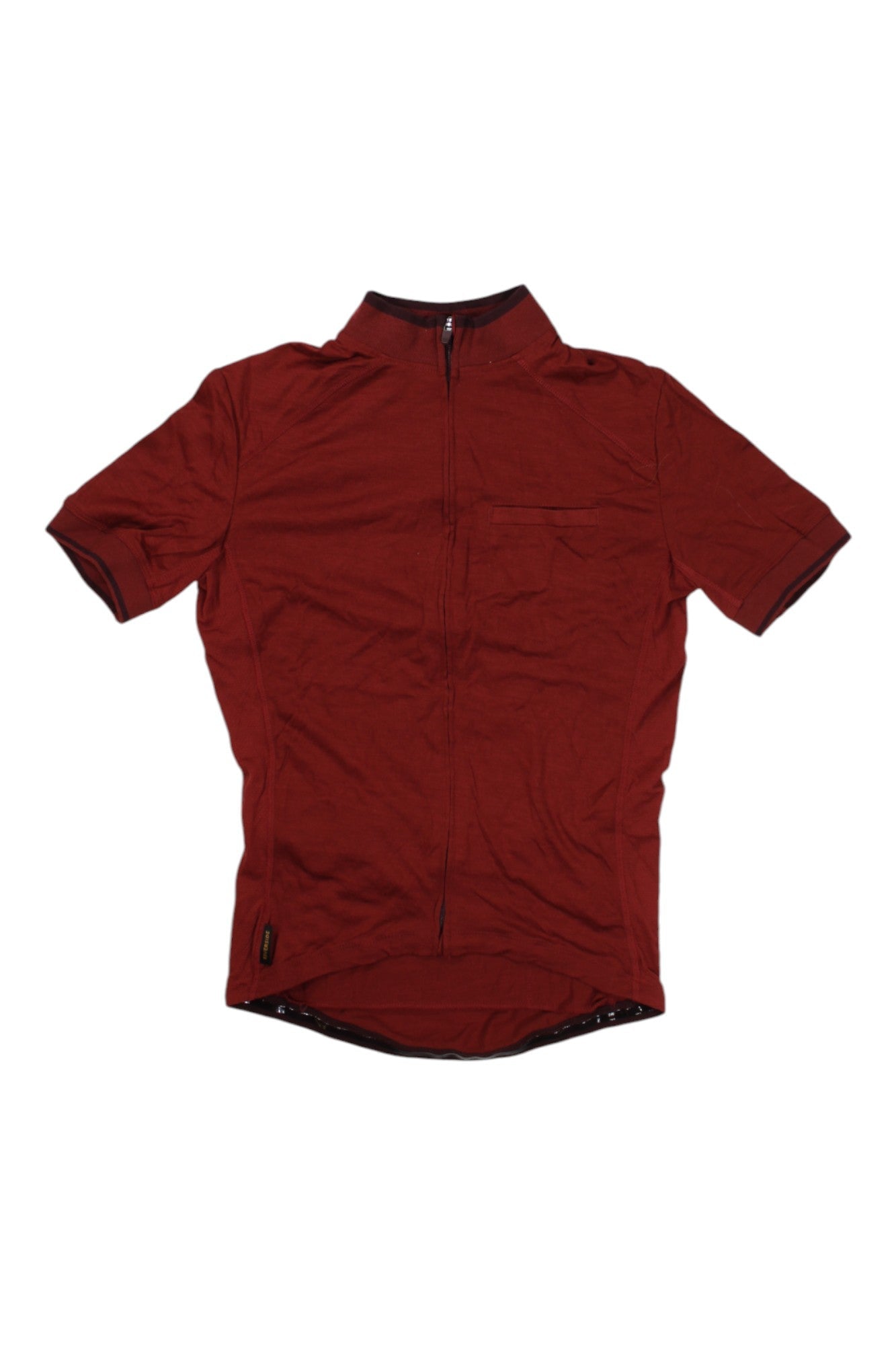 Men's cycling jersey in deep red, short sleeves, full front zipper