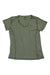 Fjallraven women's Abisko Cool T-shirt, green striped v-neck, short sleeves
