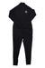 The Airblaster Womens Hoodless Ninja Suit is a black, long-sleeve, full-length zip-up jumpsuit with a white star logo on the left chest, made from 4-way stretch fabric for comfort and flexibility, shown laid flat on a white background.