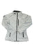 The Helly Hansen Womens Crew Jacket in light gray features a front zipper, chest and side zip pockets, and brand logos on the left chest and hem—a stylish yet functional choice for outdoor wear.