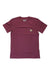 The Carhartt Womens WK87 Workwear Pocket SS T-Shirt is a plain maroon short-sleeve t-shirt with a left chest pocket and small square Carhartt logo patch, shown laid flat on a white background.