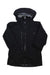 Black hooded full-zip jacket with central zipper, side pockets, Rab logo