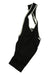 A black racerback athletic singlet with white trim and sleeveless cut is laid flat on a white background—ideal for pairing with Mens Bib Shorts.