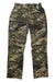 The Under Armour Women's Hardwoods Straight Leg Pant features a camouflage pattern, water-resistant fabric, multiple pockets, and a button closure, shown laid flat on a white background.
