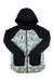 The Burton Womens Prowess Jacket features black sleeves, hood, and shoulders, with a green and gray camo body. It includes THERMOLITE insulation, two chest zippers, two front flap pockets, and is pictured laid flat on a white background.