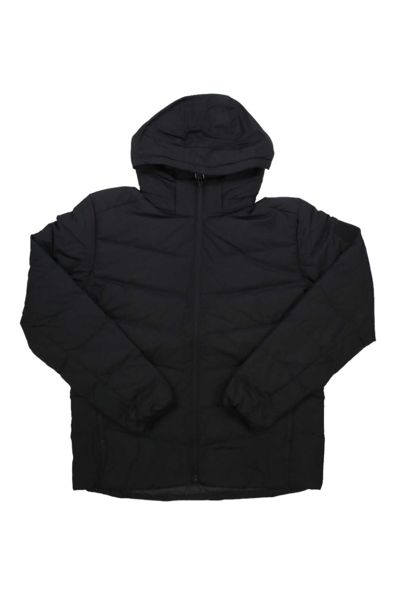 Men's Jack Wolfskin Colonius jacket, black hooded puffer with full-length front zipper