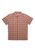 The Marmot Mens Eldridge Novelty Classic SS Shirt is a lightweight short sleeve shirt with a red, white, and beige plaid pattern, featuring a classic collar and left chest pocket.