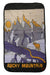 The Lacaida Rope Tarp showcases jagged gray mountains with gold peaks, a yellow sun, purple winding path, bighorn sheep, and "Rocky Mountain" at the bottom—ideal for relaxing under your camping shelter or waterproof canopy.