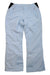 The Spyder Womens Winner Pant features light blue PrimaLoft-insulated ski pants with zippered side pockets, black waistband accents, and a straight-leg fit, shown flat against a white background.