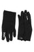 A pair of black POC Sports Resistance Enduro Glove cycling gloves is laid flat on a white background, with the left glove showing the white POC logo near the wrist. These gloves have a sleek, minimal design and are touchscreen compatible.